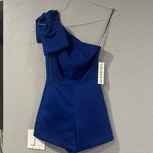 JAYGODFREY Blue One-Shoulder Romper
